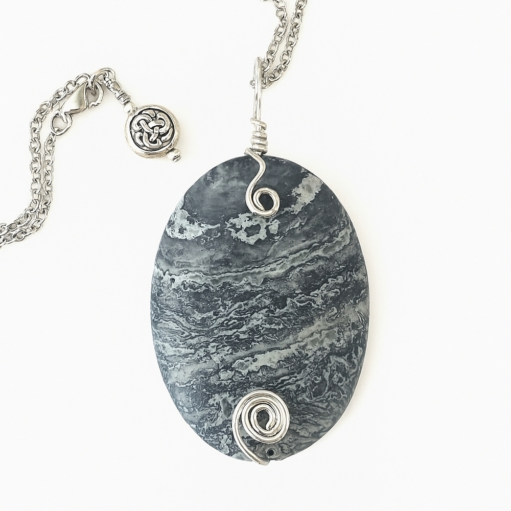 Wire-Wrapped Natural Stone Pendant